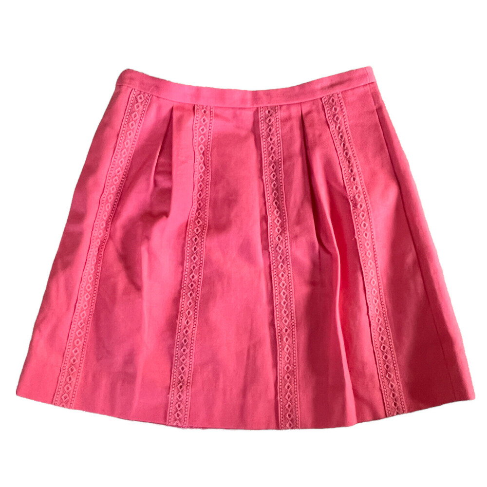 J Crew Skirt Womens Size 2 Pink Pleated Crochet Lined